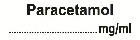 J2703 70 paracetamol Paracetamol label with a dotted fill line indicating concentration and the unit mgml