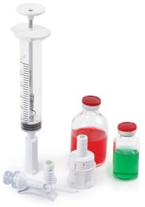 Syringe unit vial adapter and spike adapter cstds